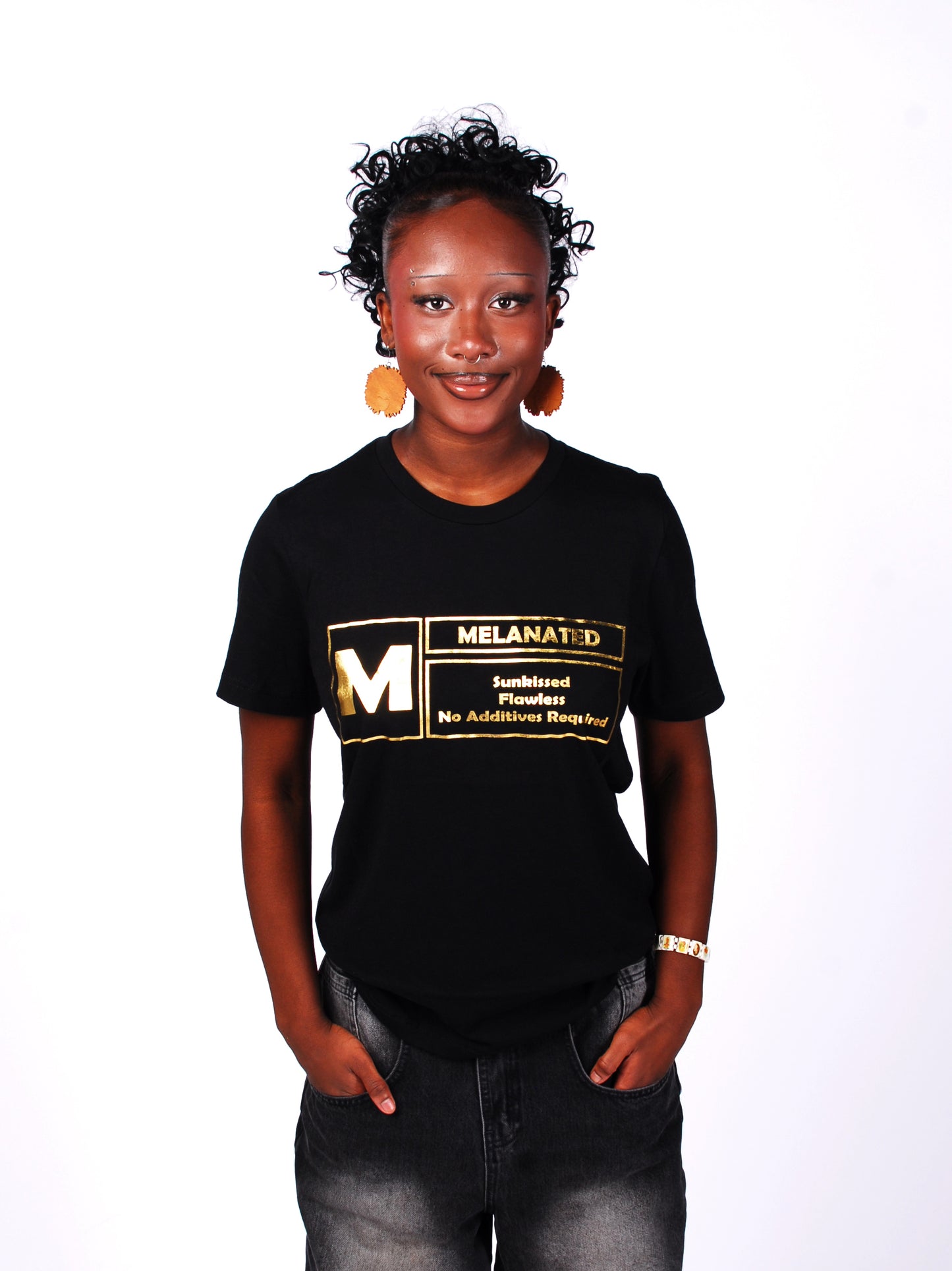 'Melanated' T-shirt Metallic Gold & Black