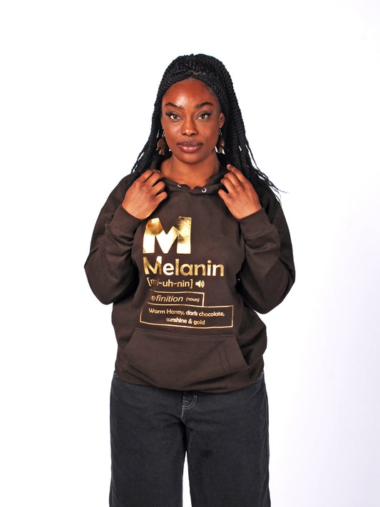 'Melanin' Hoodie Metallic Gold & Hot Chocolate