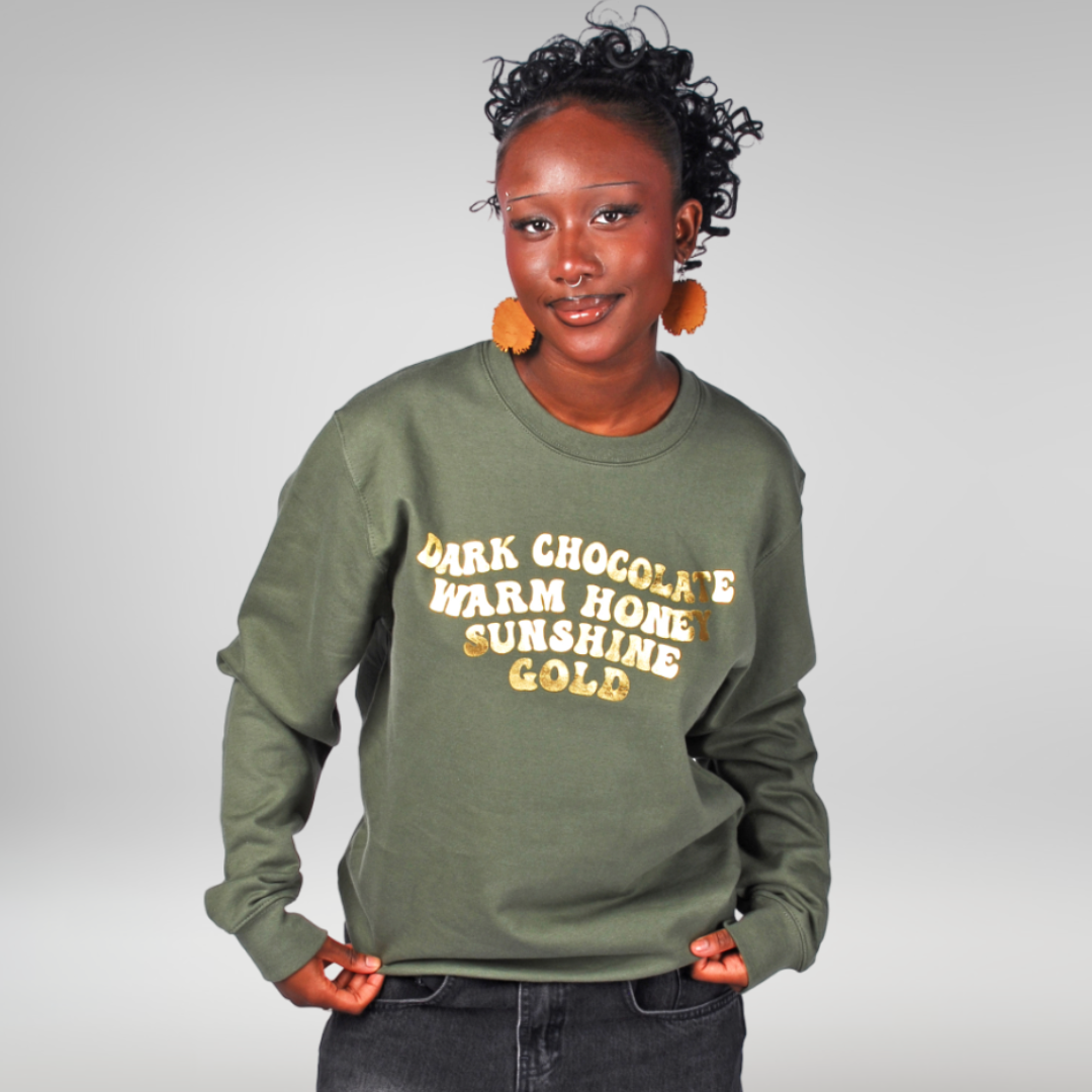 'Warm Honey' Sweater Metallic Gold & Olive Green